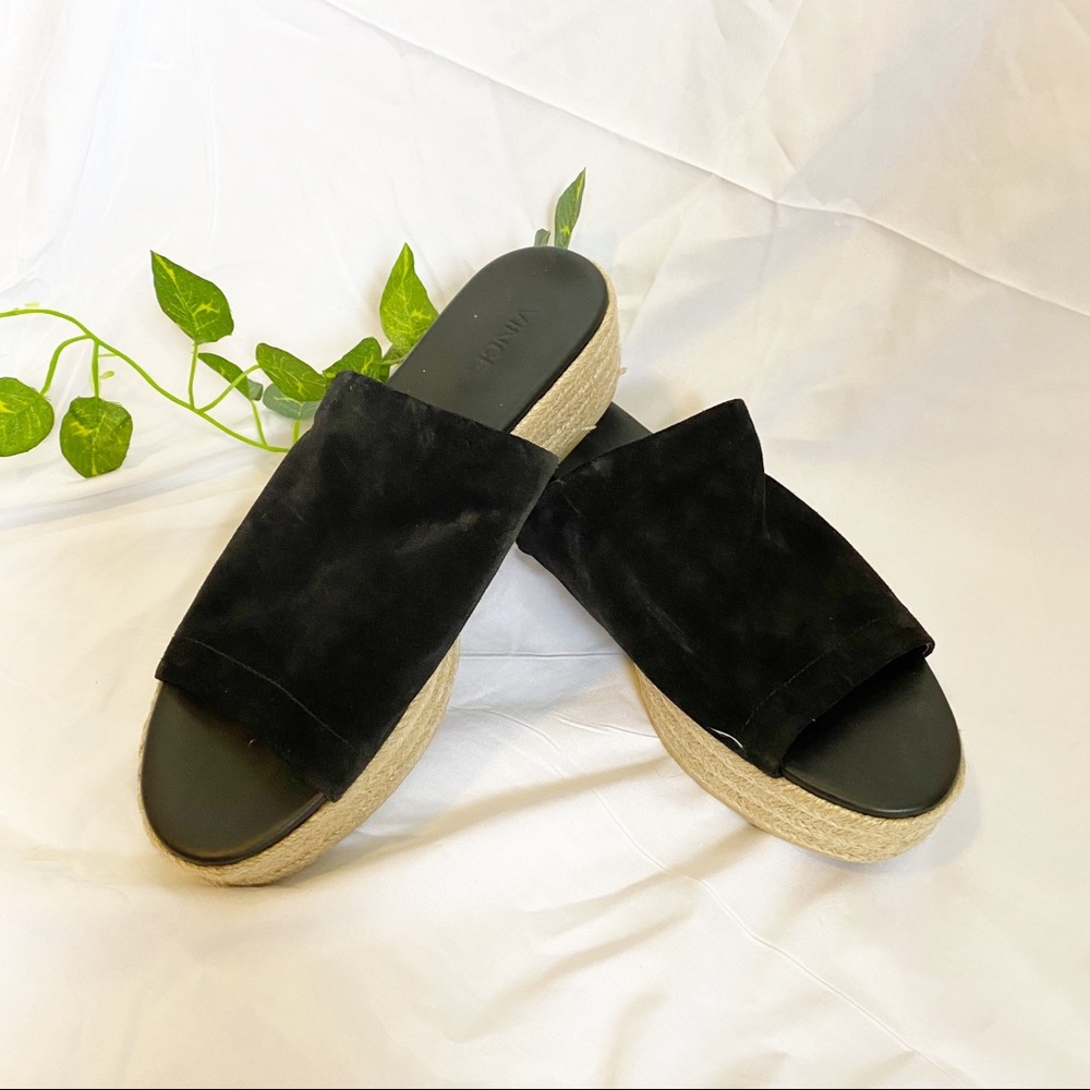 VINCE Solana Suede Platform Espadrille Wedges